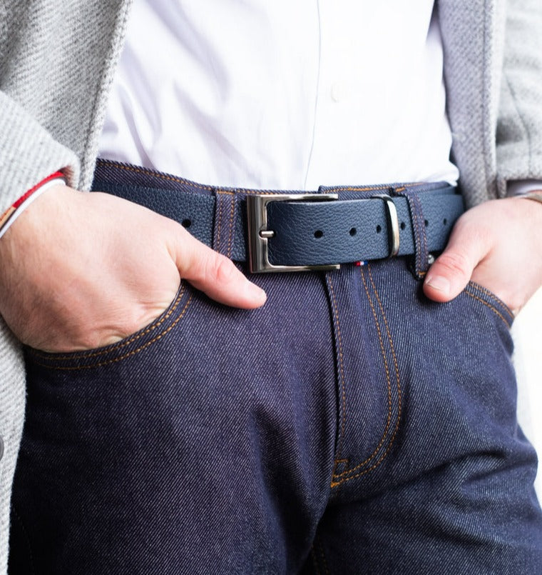 Ceinture cuir marine