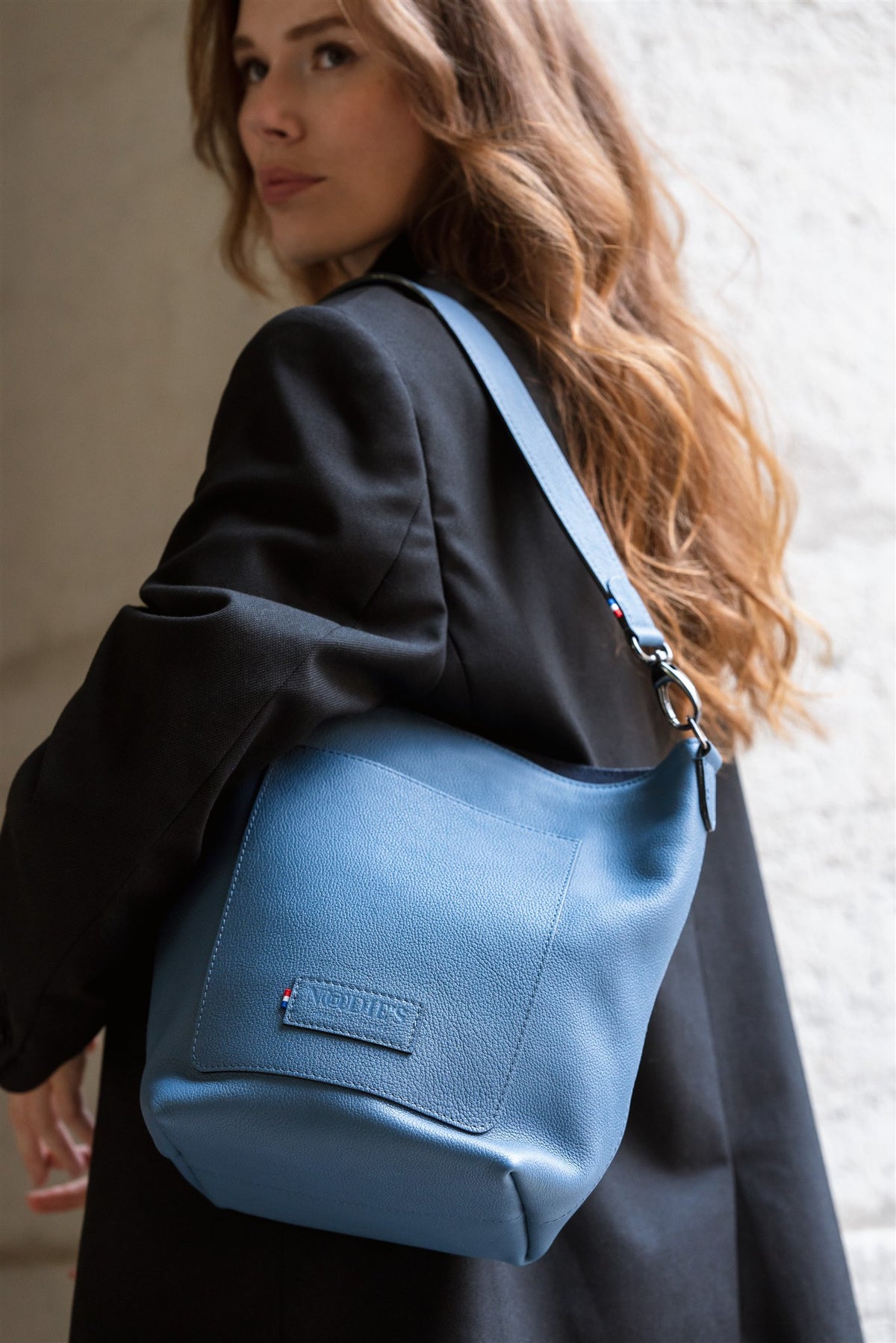 Sac à main cabas cuir bleu