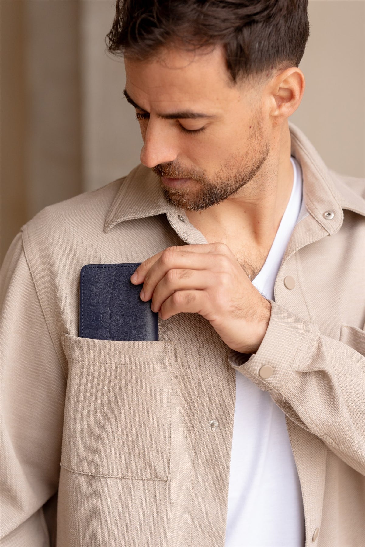 Portefeuille cuir homme bleu marine et vert céladon - Arsène - Bleu marine et vert céladon