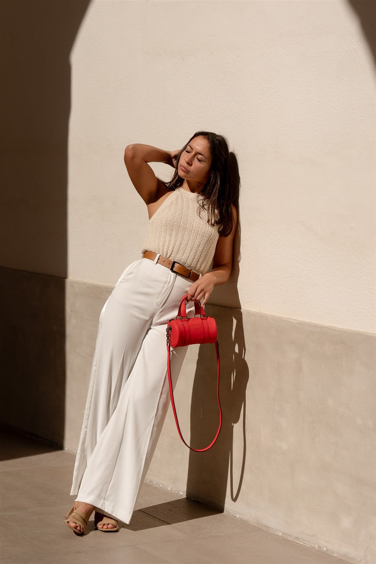 Mini sac bandoulière cuir femme rouge grainé - Jim nano - rouge grainé