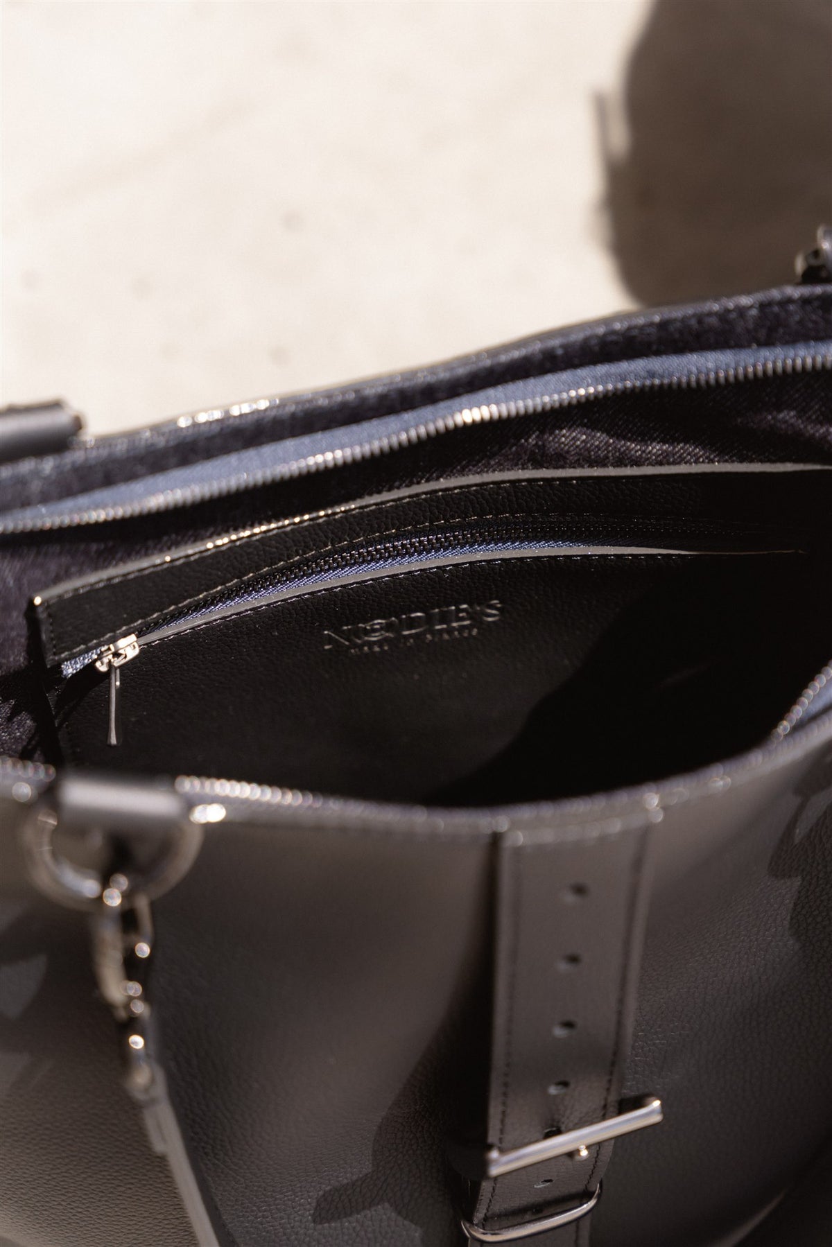 Grand sac cabas cuir noir femme