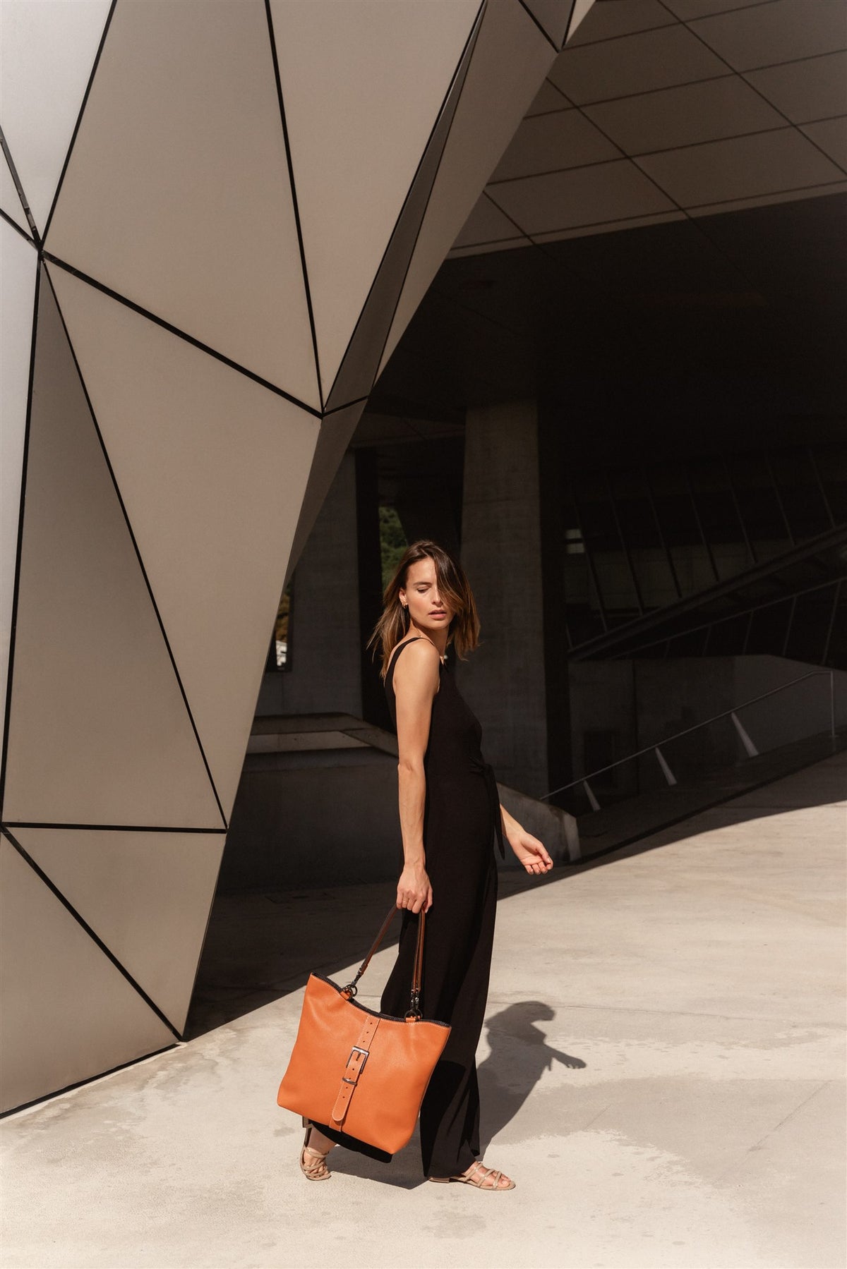 Sac cabas cuir marron grainé - Billy - terracotta grainé