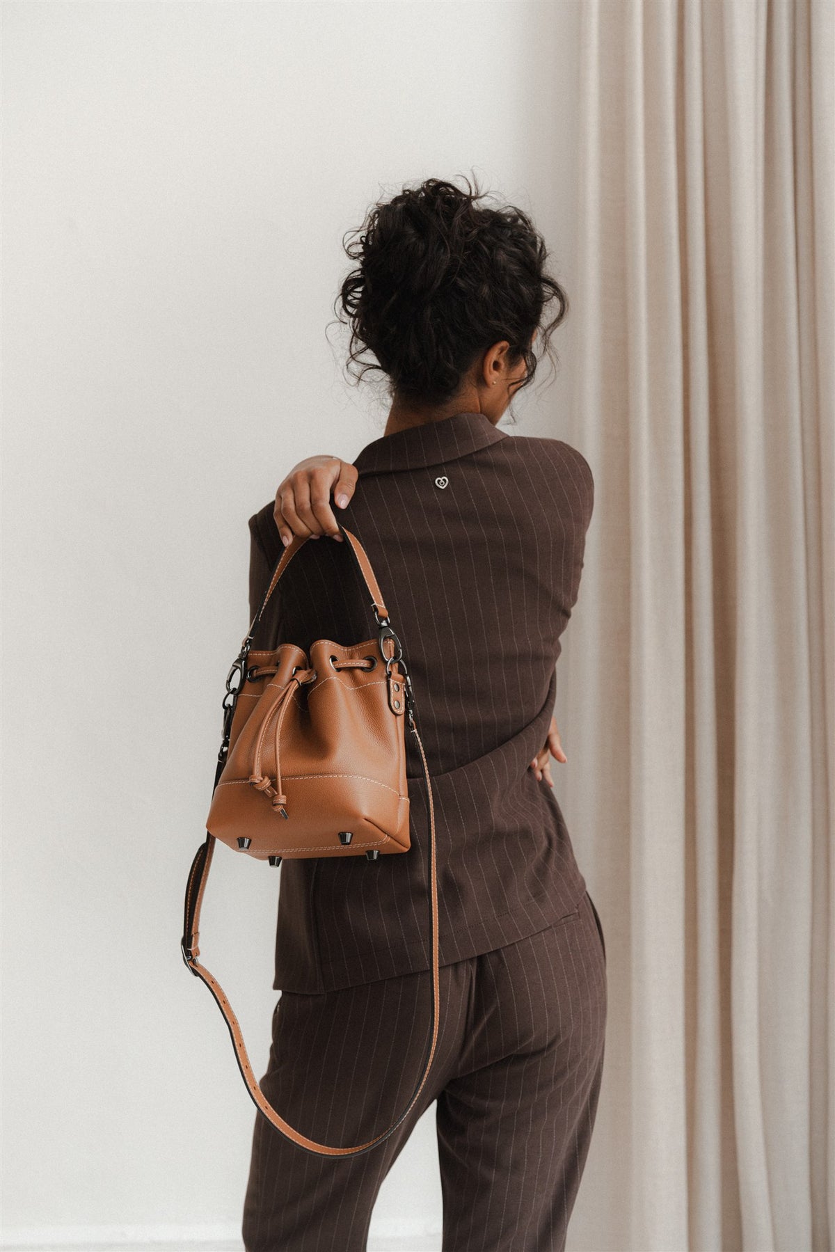 Sac seau cuir camel grainé - Tommy - camel grainé