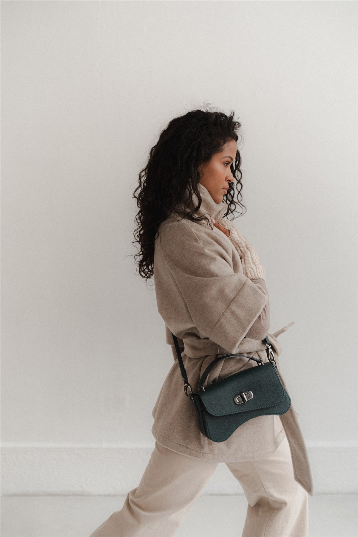 Sac forme baguette cuir vert sapin grainé - L'iconique de Nodie's - vert sapin grainé