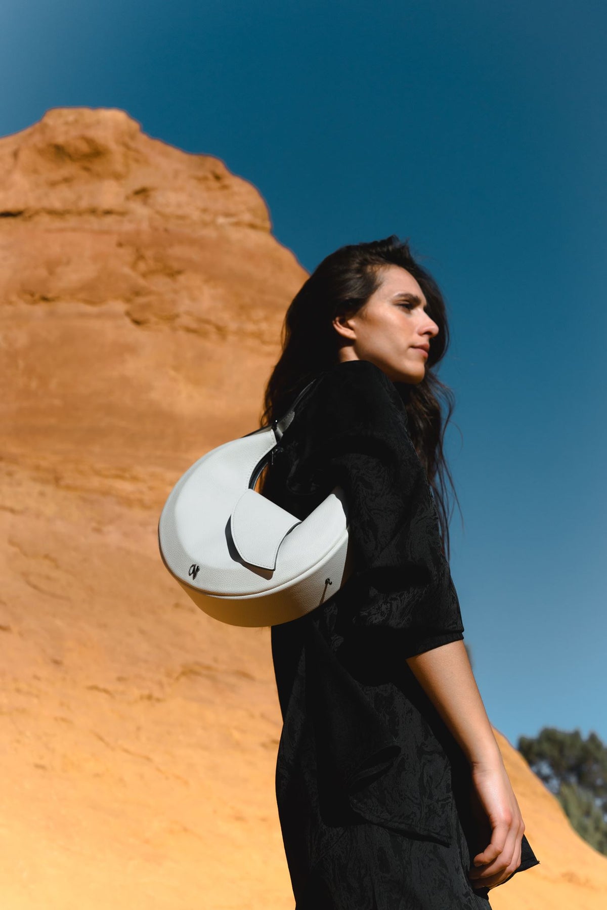 Sac hobo femme cuir blanc - قمر جديد - أبيض محبب