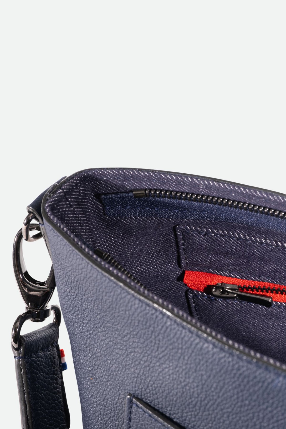 inétrieur sac cabas cuir en denim