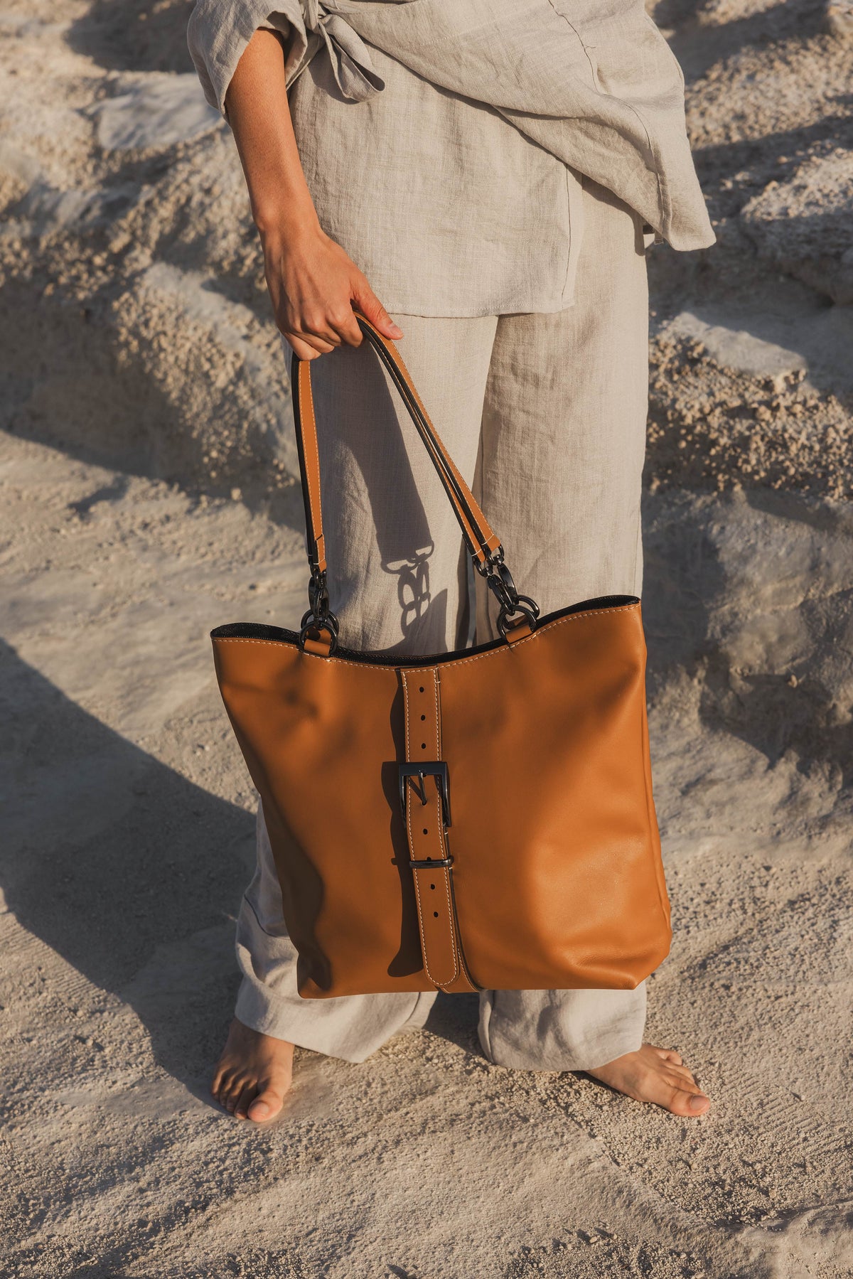 Grand sac cabas cuir made in france