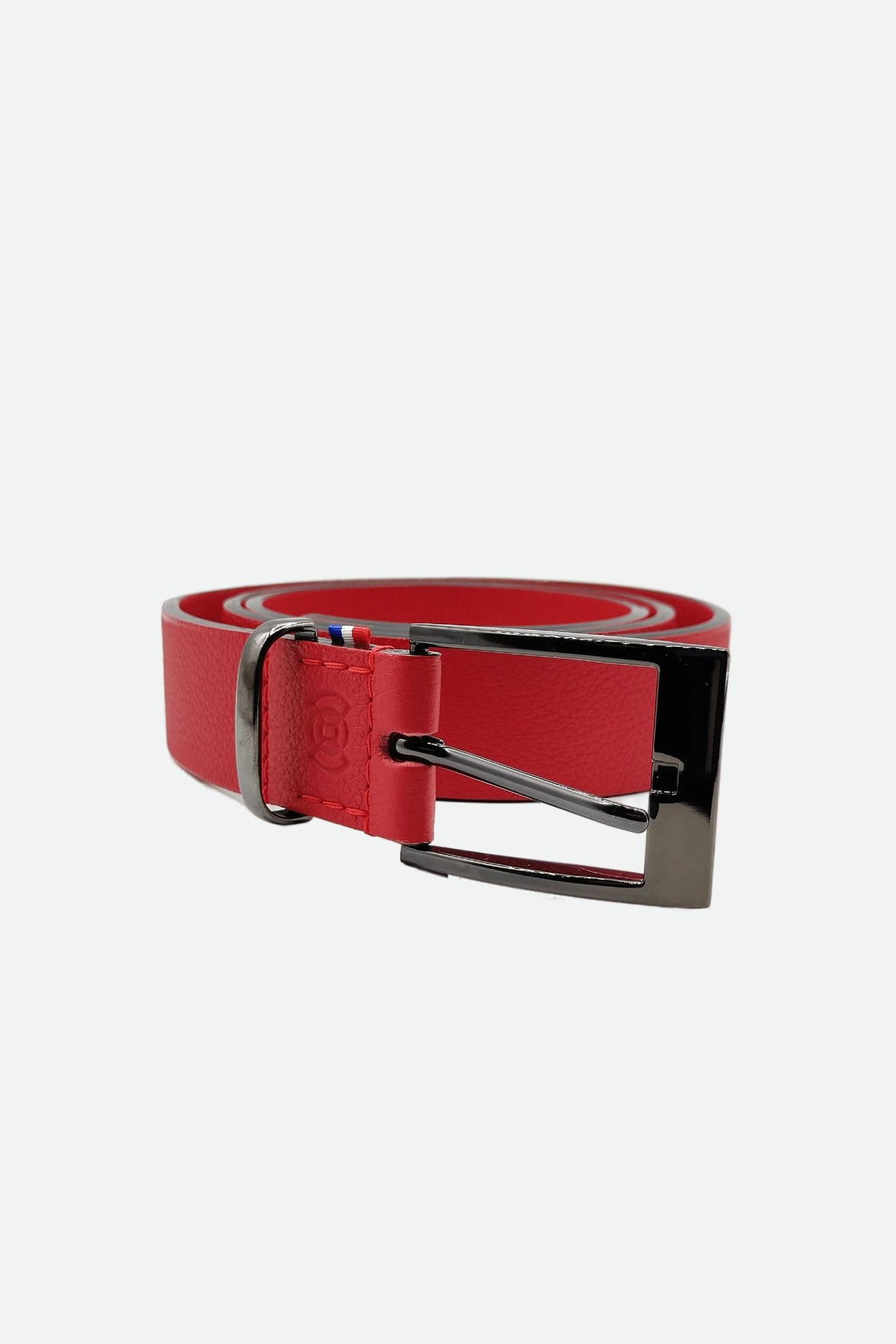 Ceinture cuir femme rouge grainé - بندق - حبوب حمراء