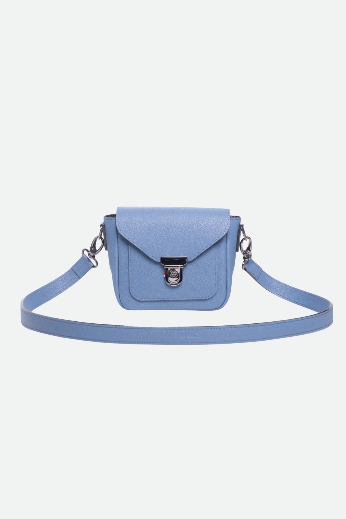 Mini sac bandoulière cuir bleu - Isée - bleu denim