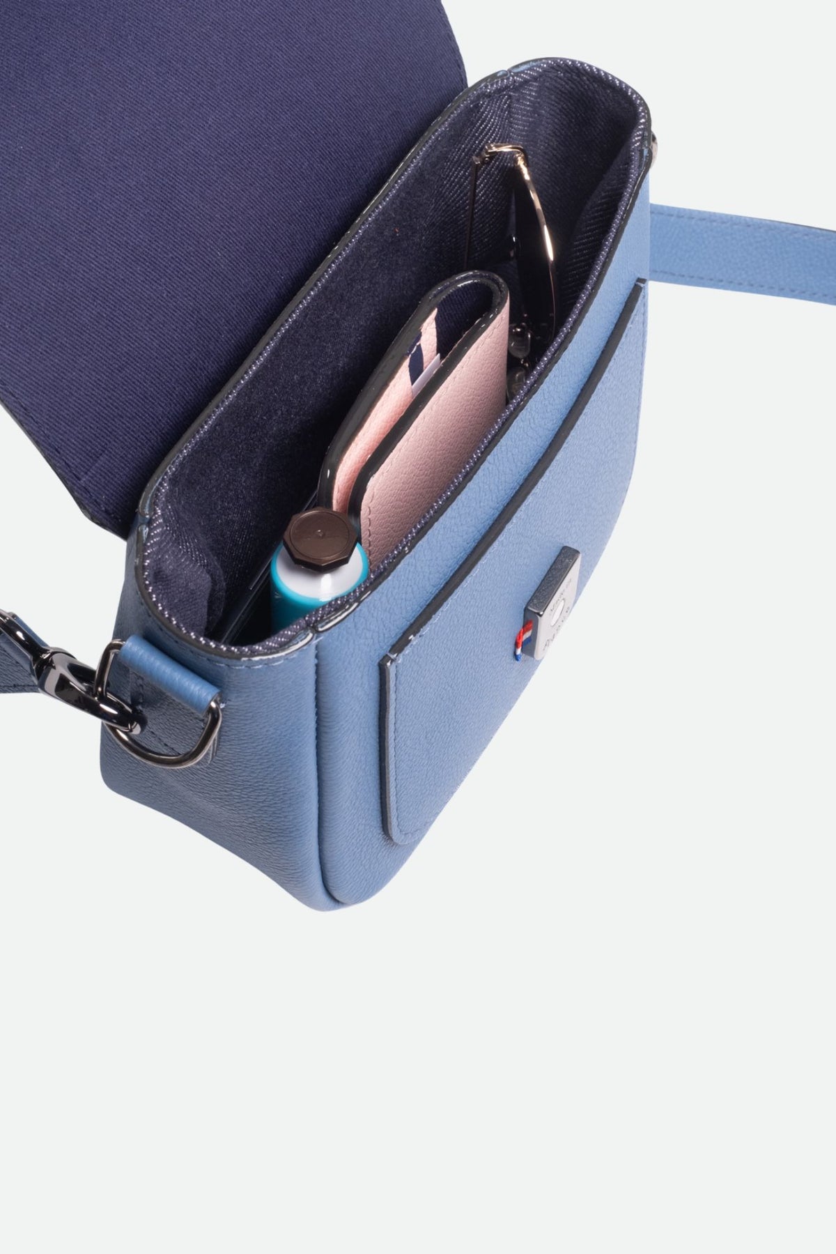 Mini sac bandoulière cuir bleu - إيزي - أزرق جينز