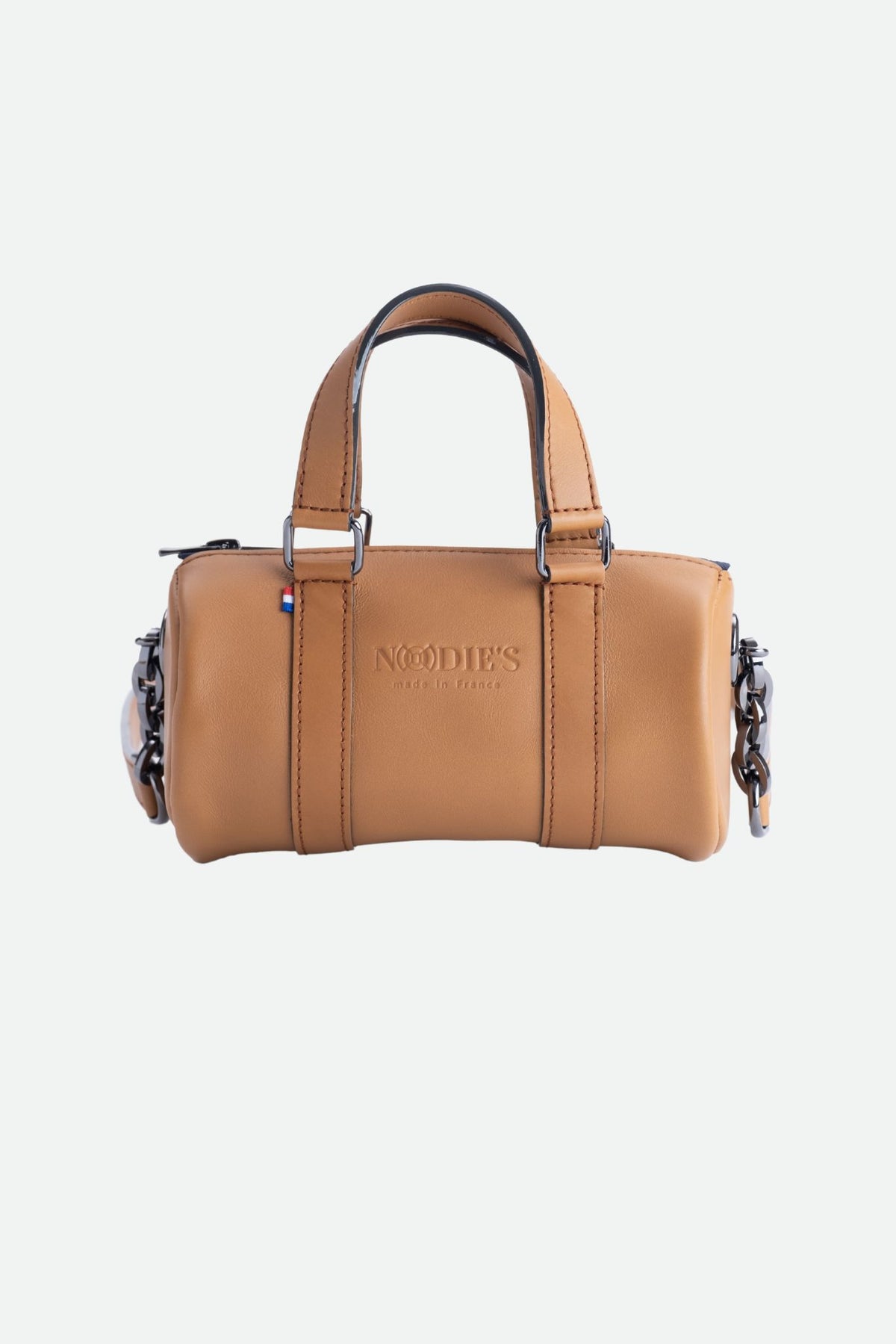 Mini sac bandoulière cuir femme marron lisse - Jim nano - cuir camel lisse