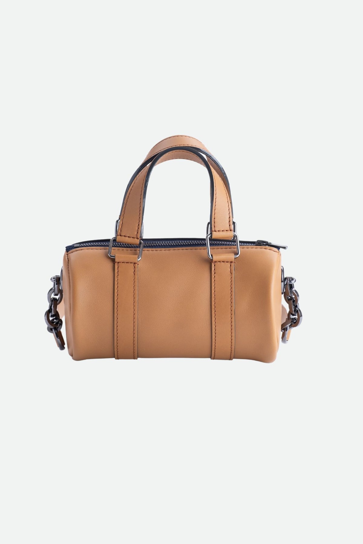 Mini sac bandoulière cuir femme marron lisse - Jim nano - cuir camel lisse