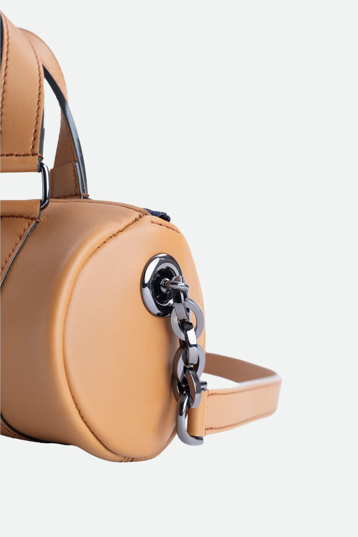 Mini sac bandoulière cuir femme marron lisse - Jim nano - cuir camel lisse