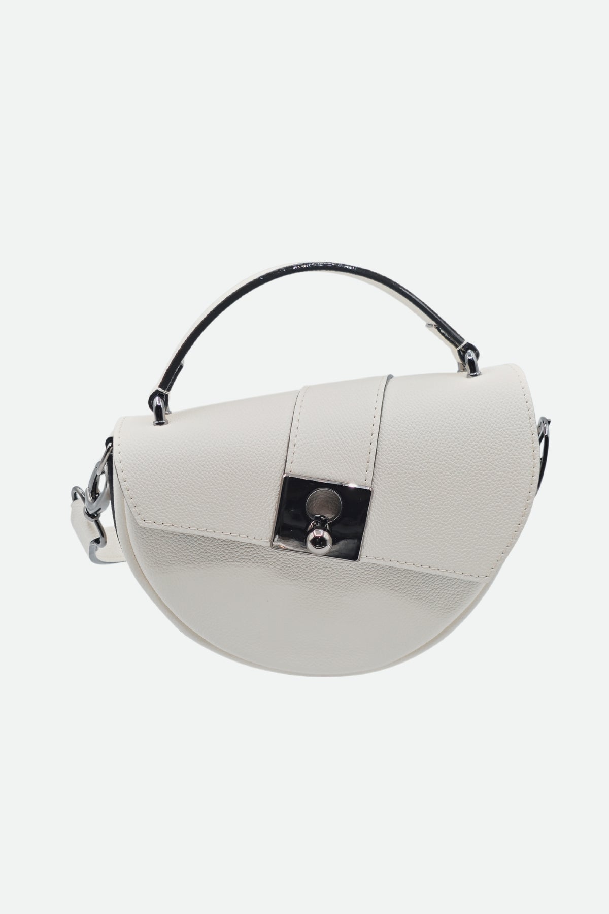 Sac demi lune cuir blanc grainé - Côme - blanc grainé