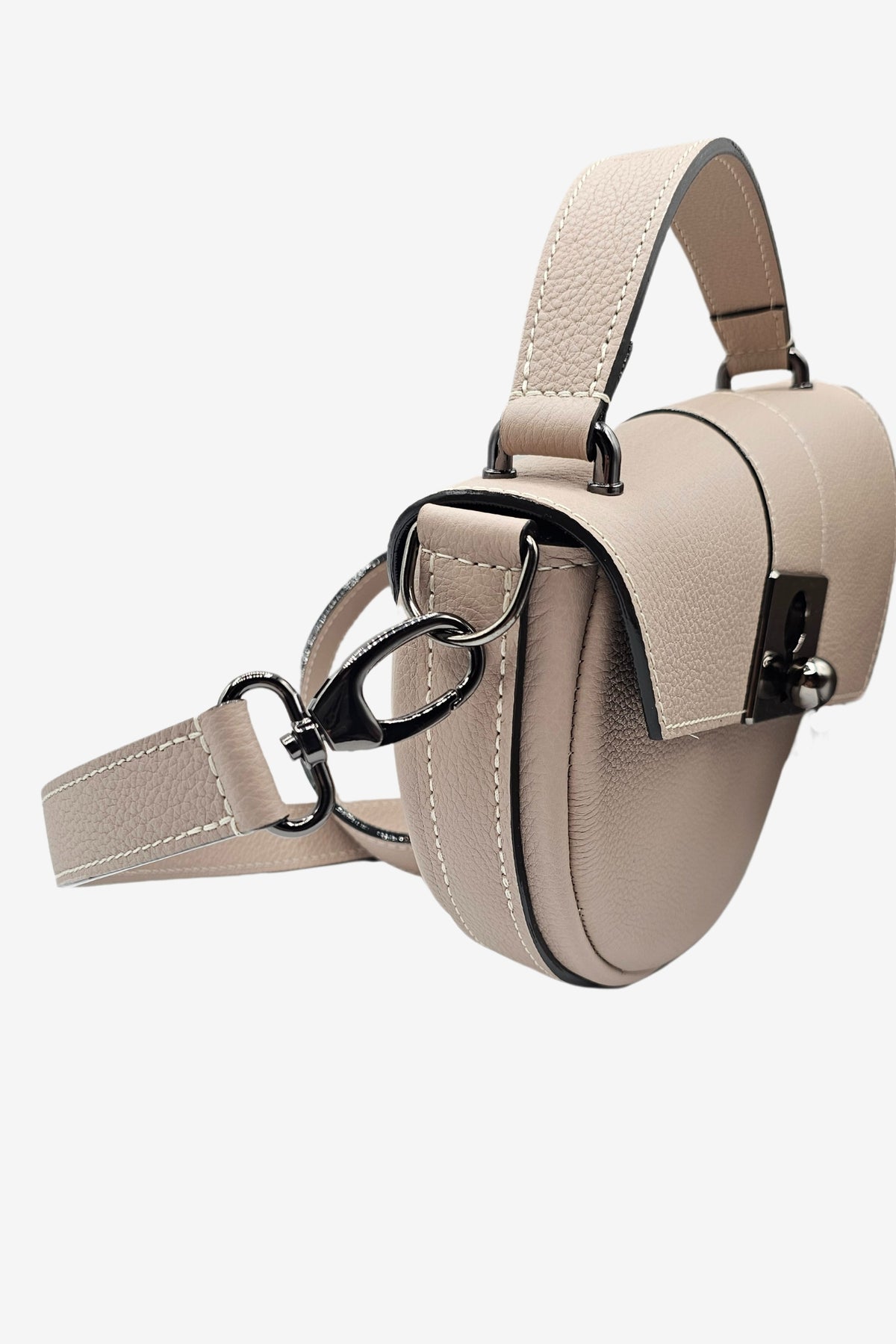 Sac demi lune cuir gris crème