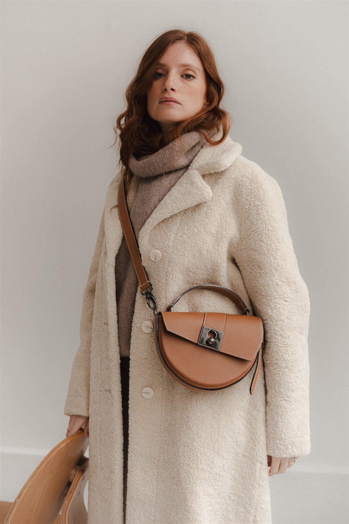 Sac demi lune cuir camel