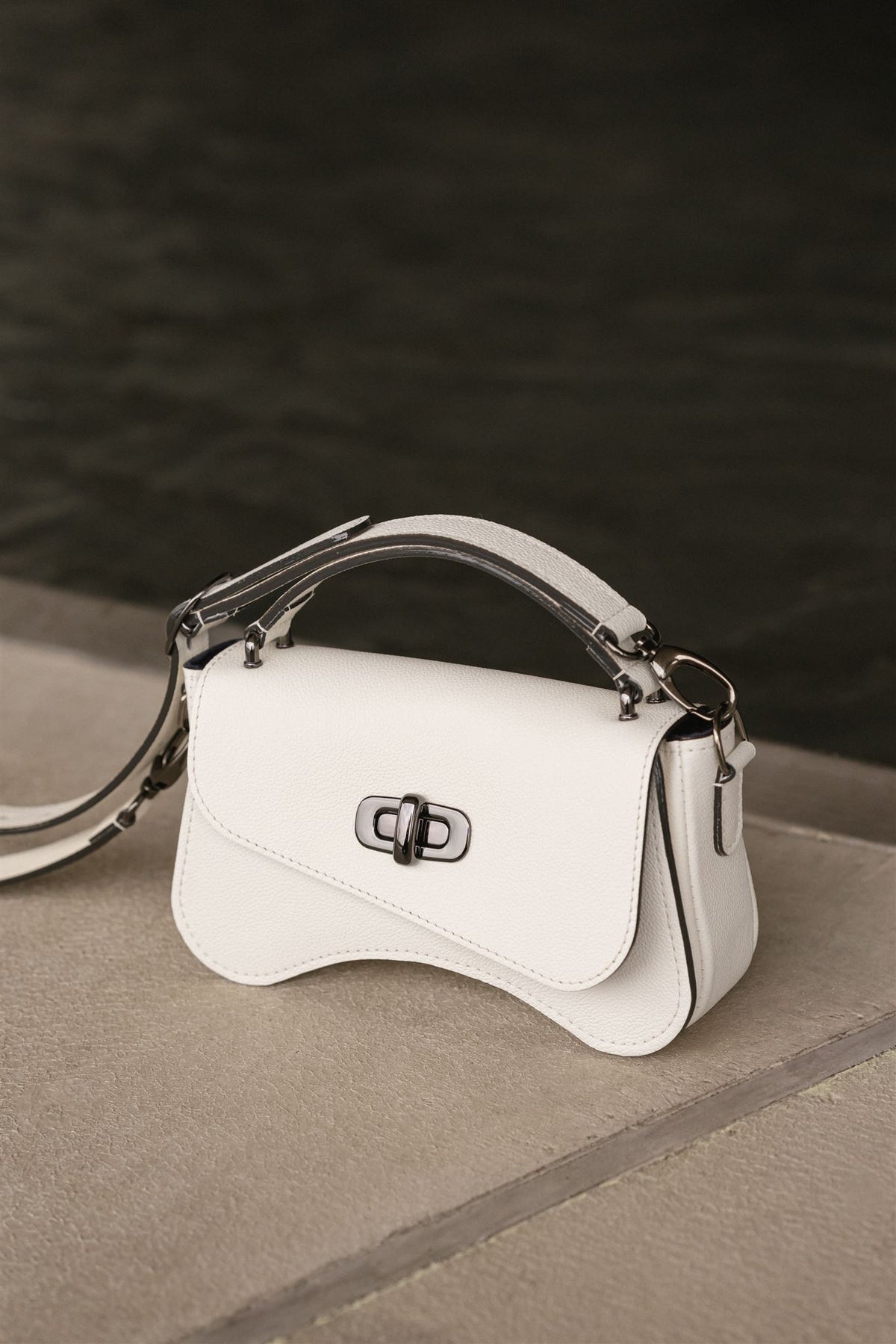 Sac baguette cuir blanc