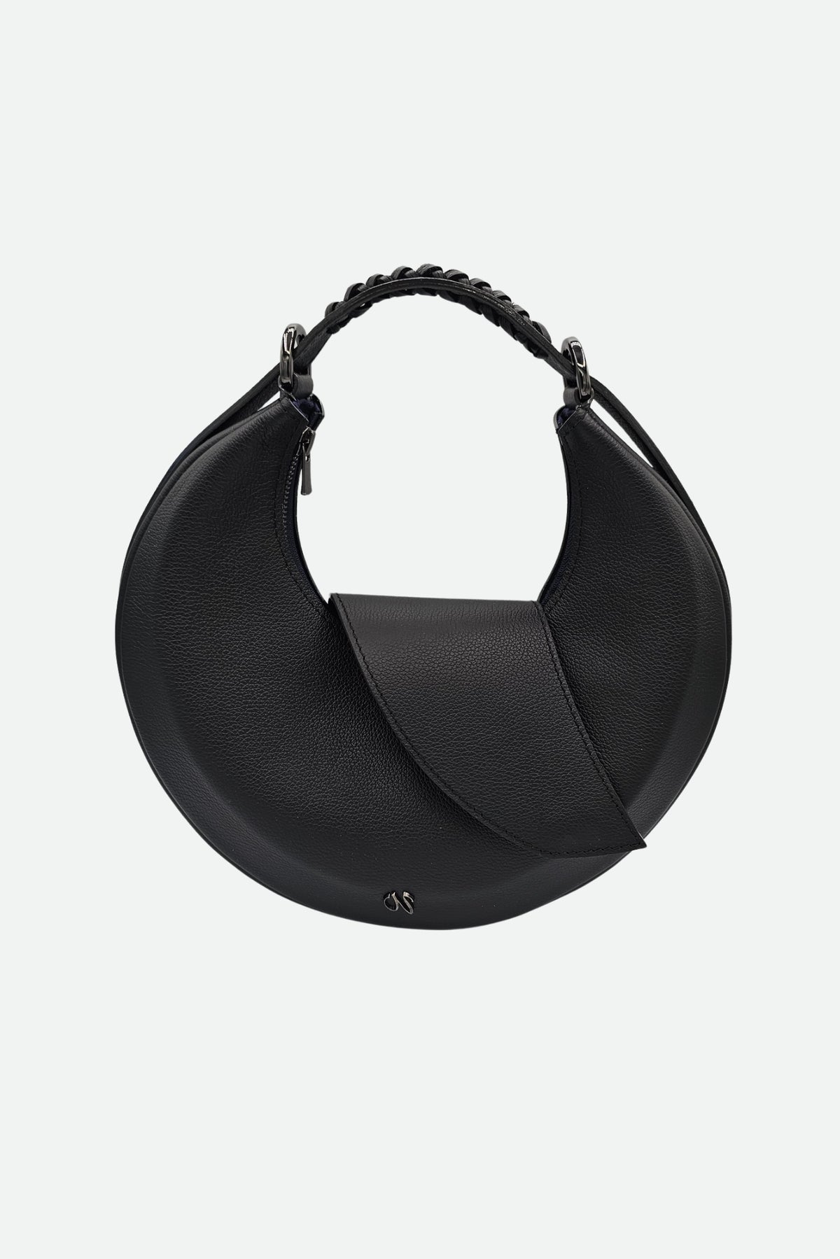 Sac hobo femme cuir noir - Nouvelle lune - noir grainé