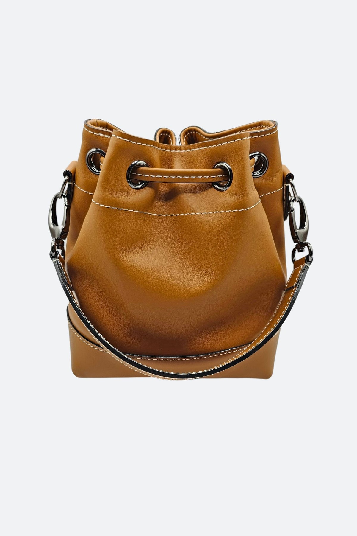 Sac seau cuir marron lisse - Tommy - camel lisse