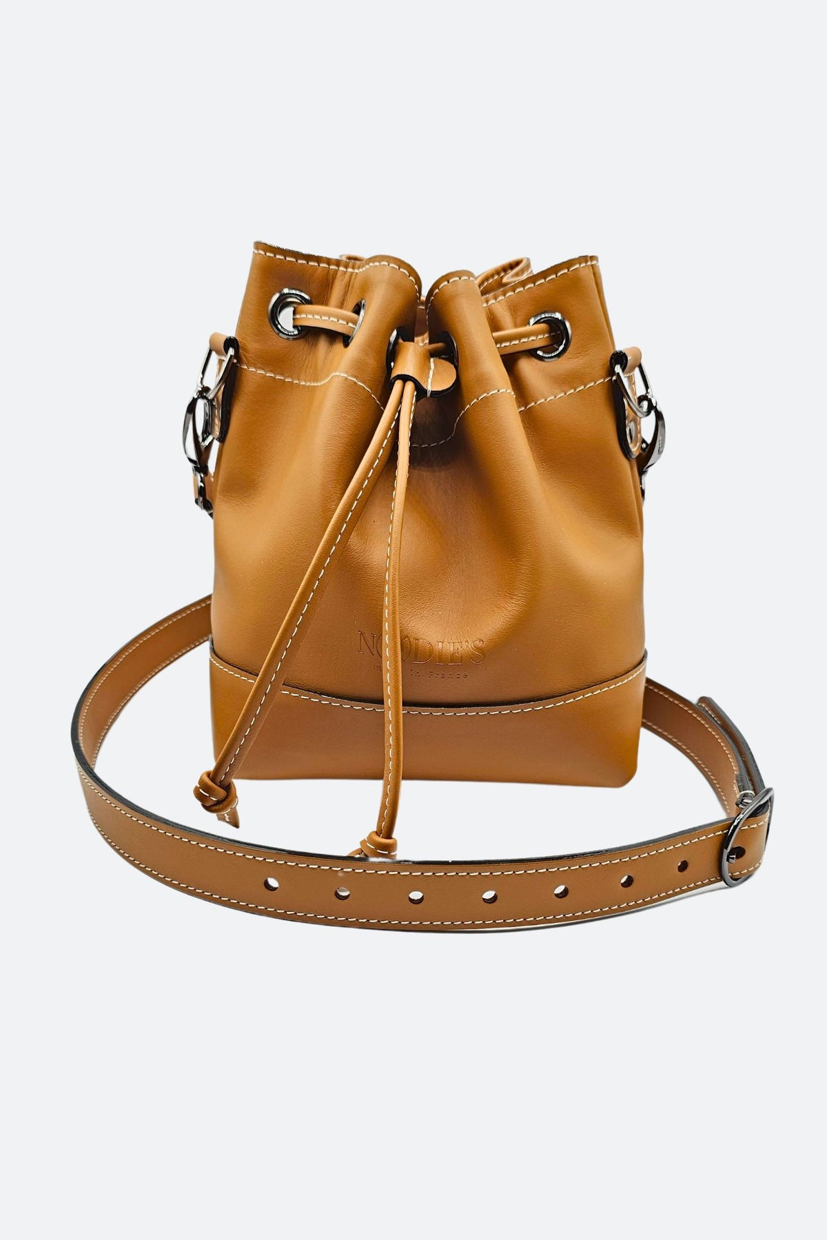 Sac seau cuir marron lisse - Tommy - camel lisse