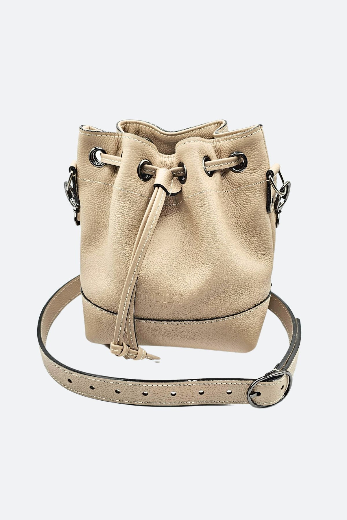 Sac seau cuir beige grainé - Tommy - crème galet grainé
