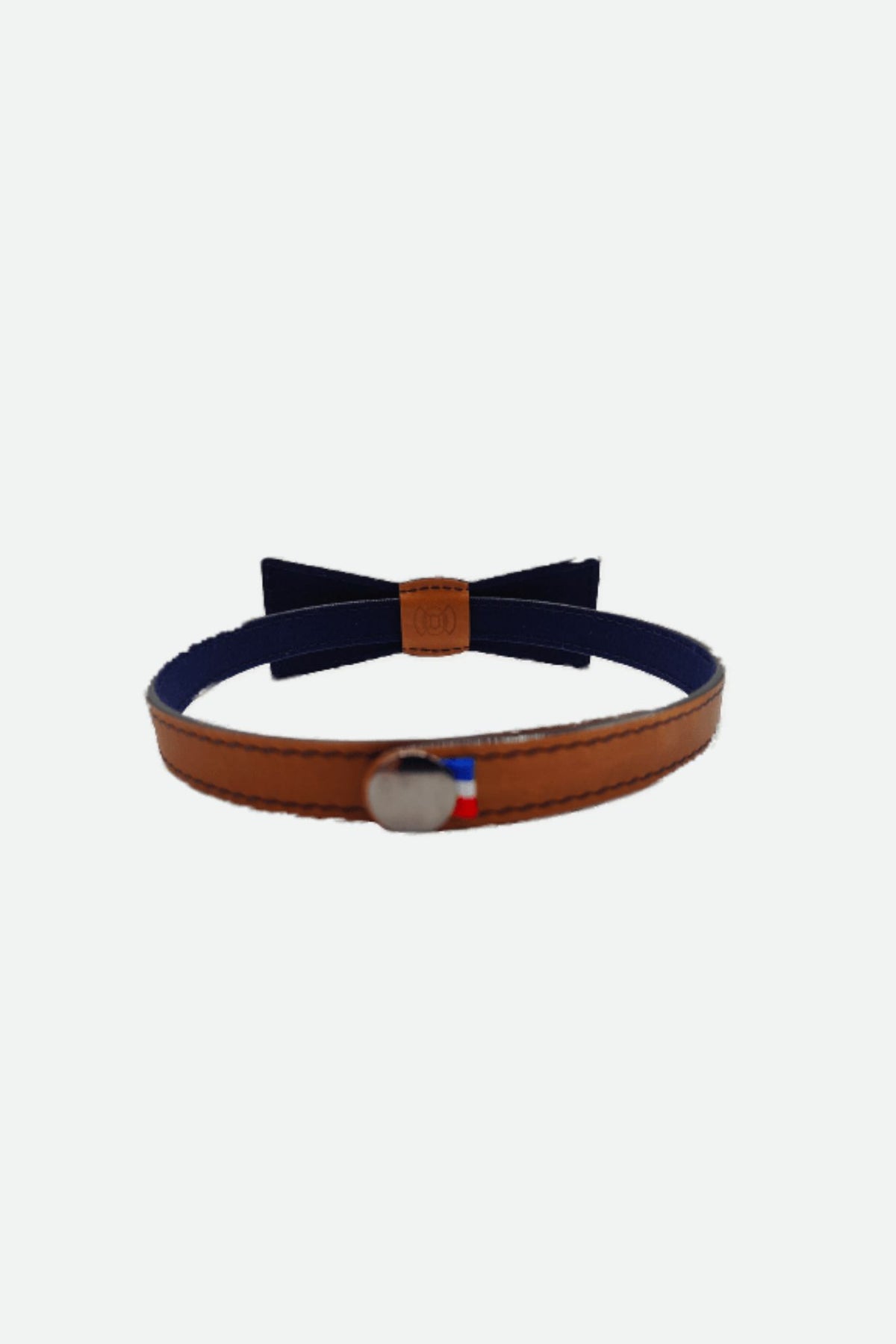 Noeud papillon cuir marron lisse - Léo paul - camel lisse