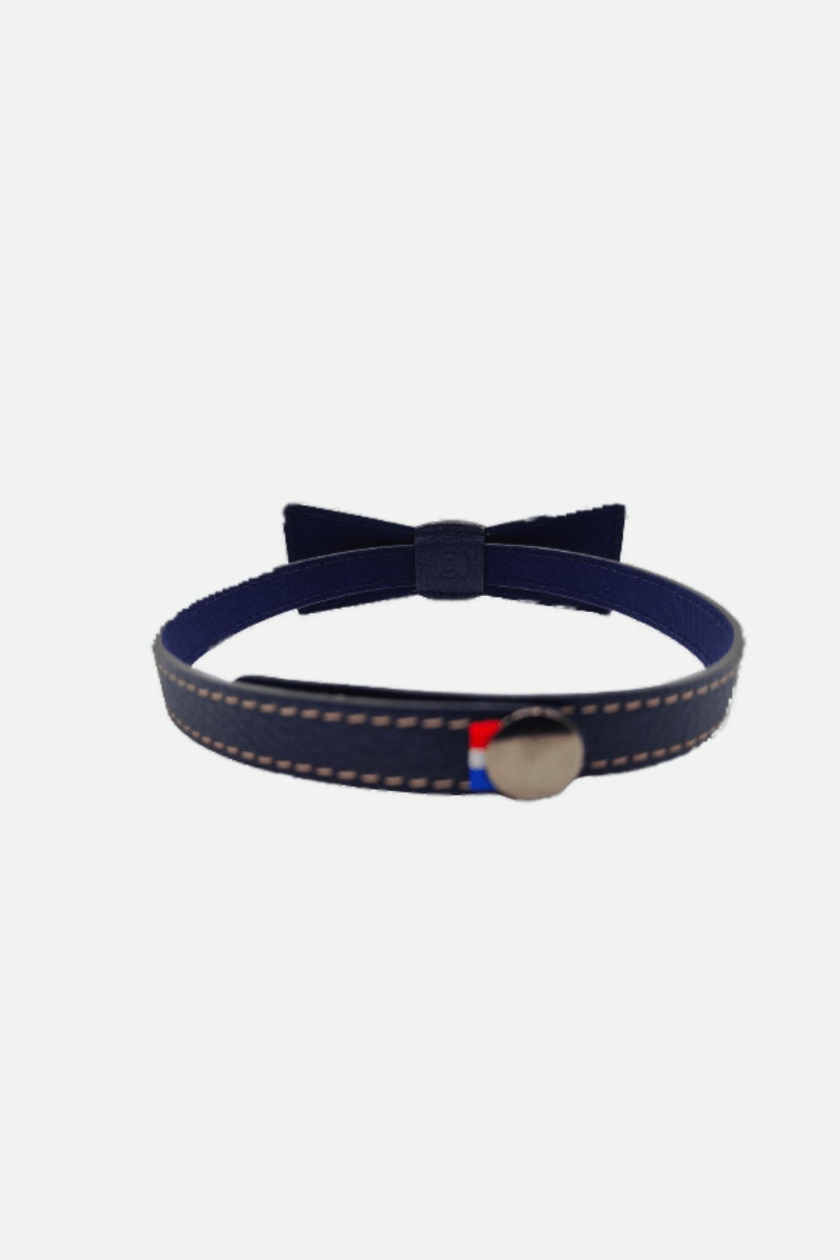Noeud papillon cuir bleu marine grainé - Léo Paul - marine grainé