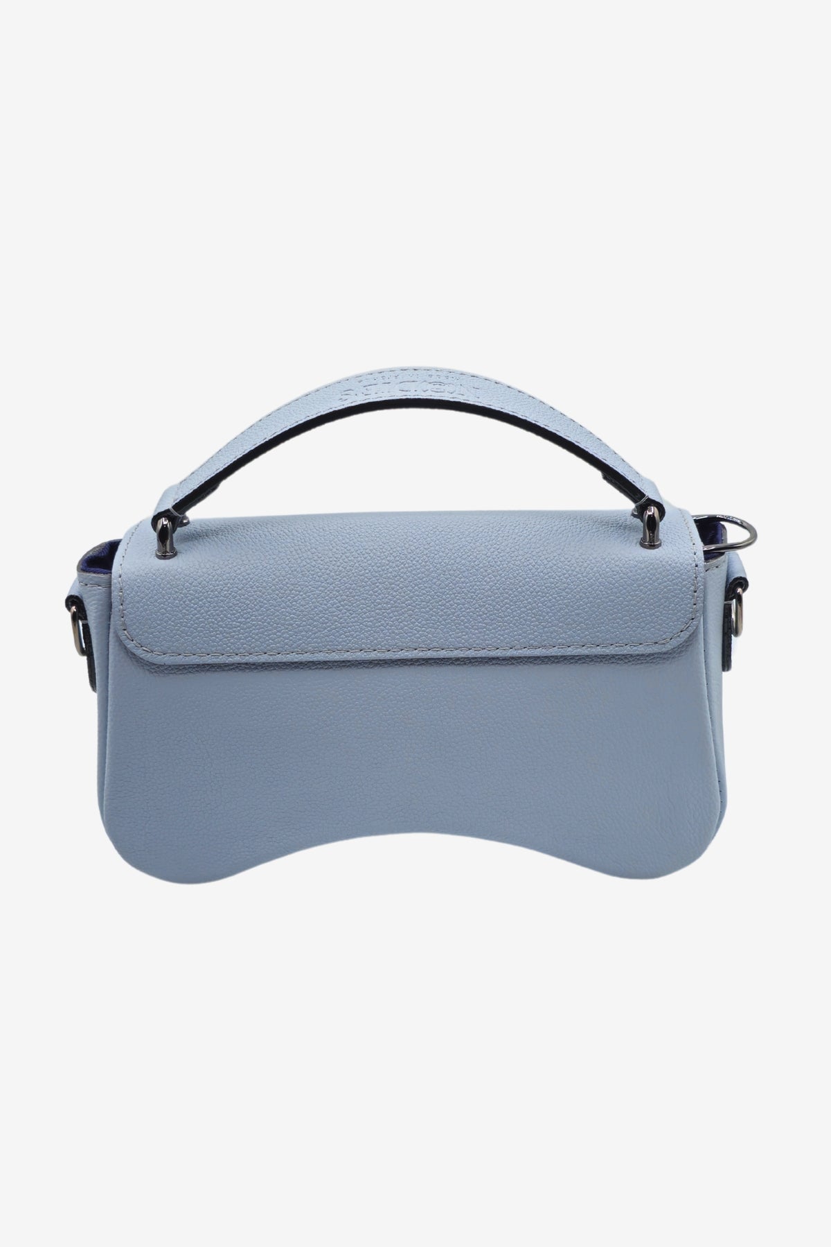 sac baguette cuir bleu ciel