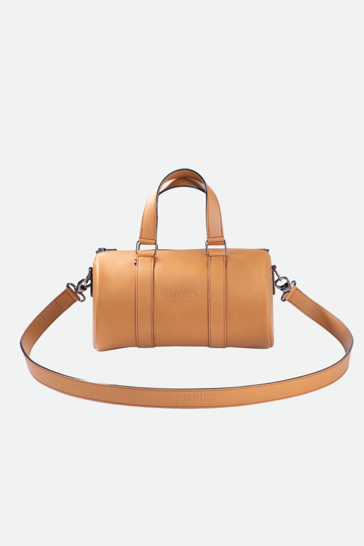 Sac bowling cuir femme marron lisse - Jim - cuir camel lisse