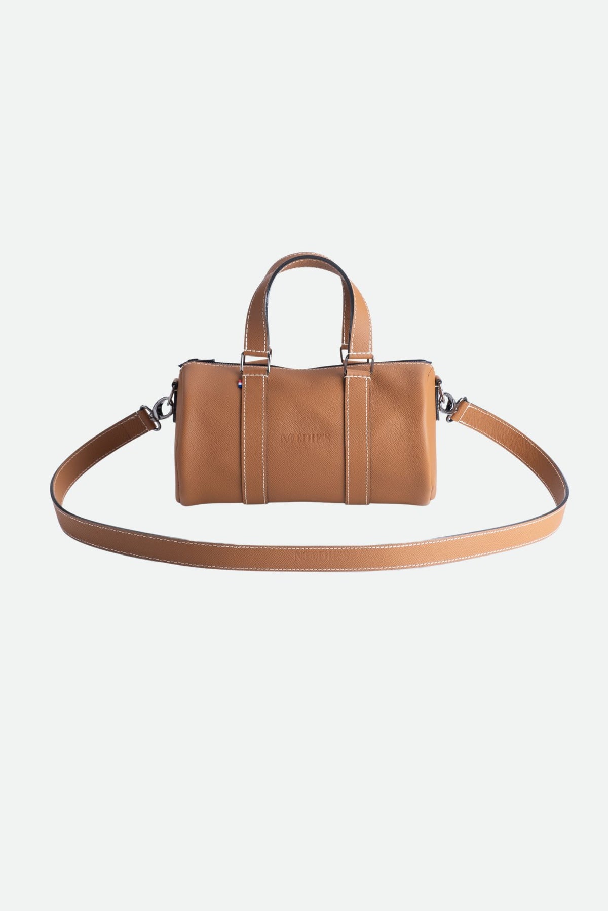 Sac bowling cuir femme marron grainé - Jim - camel grainé