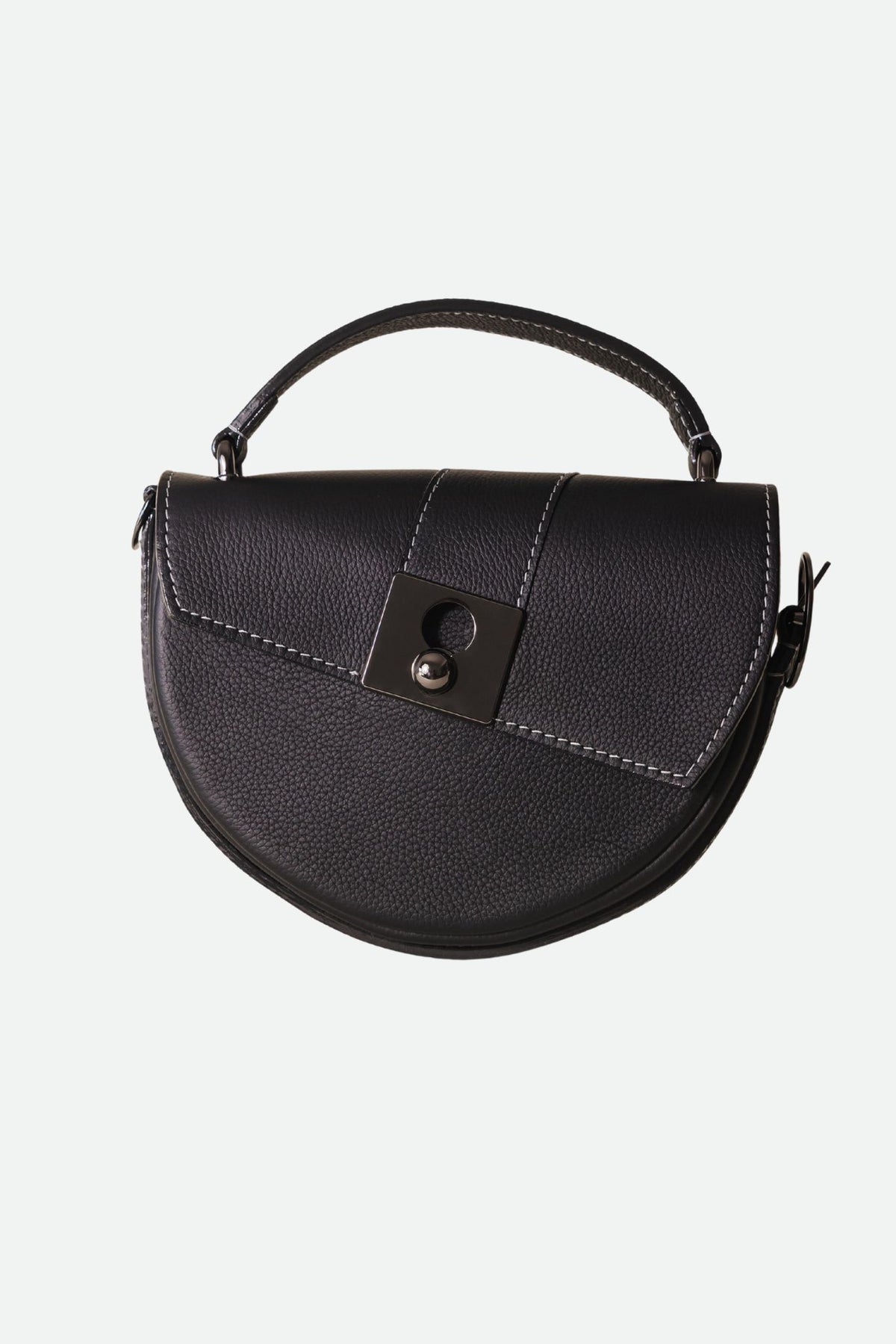 Sac demi lune cuir noir grainé - Côme - noir grainé