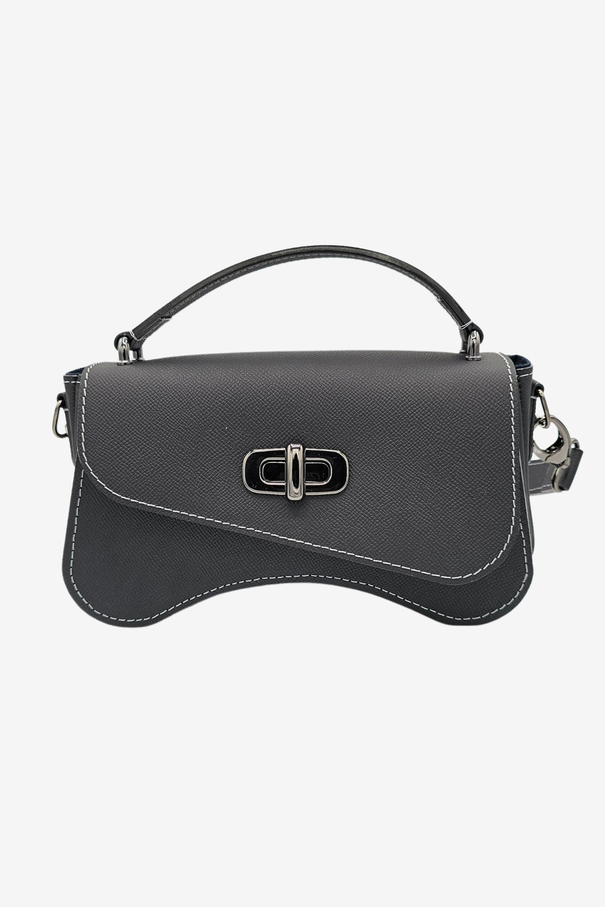 Sac forme baguette cuir noir grainé - L'iconique de Nodie's - noir grainé