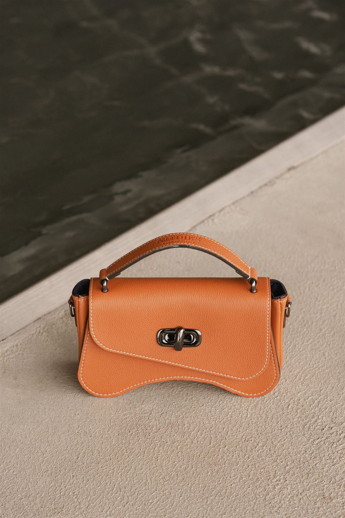 sac baguette cuir terracotta