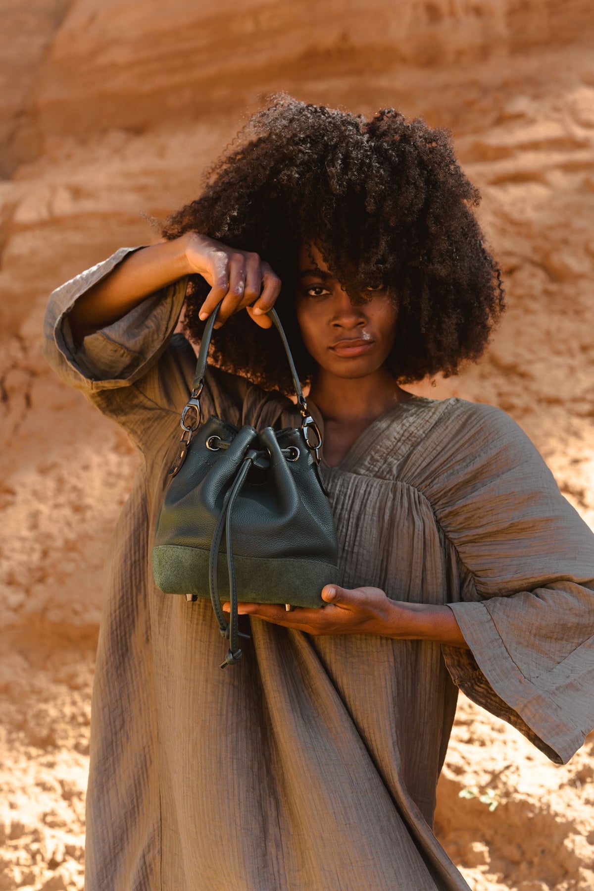 sac seau femme vert