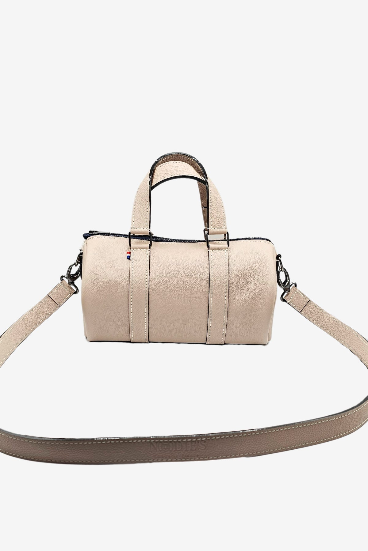 Sac bowling cuir femme crème grainé - Jim - crème galet grainé