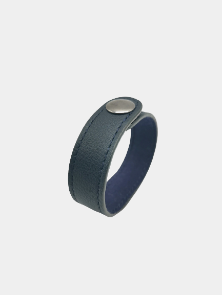Bracelet cuir homme bleu marine grainé - Lily Sam - marine grainé