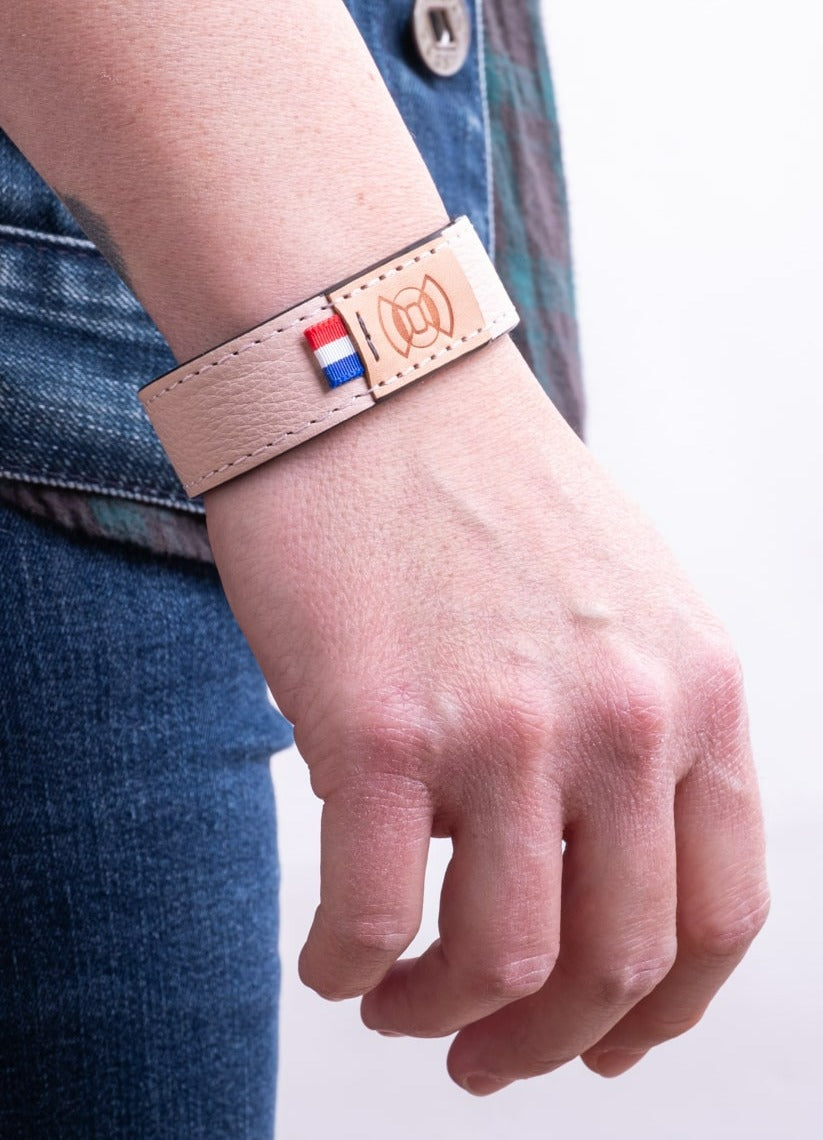 Bracelet cuir femme blanc - ليلي سام - كريم