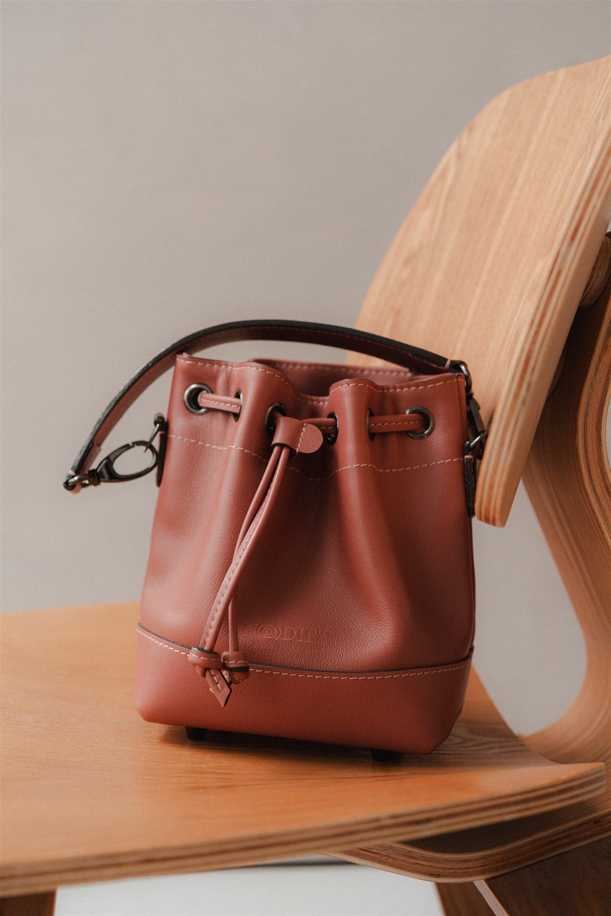 Sac seau cuir vieux rose grainé - Tommy - vieux rose grainé