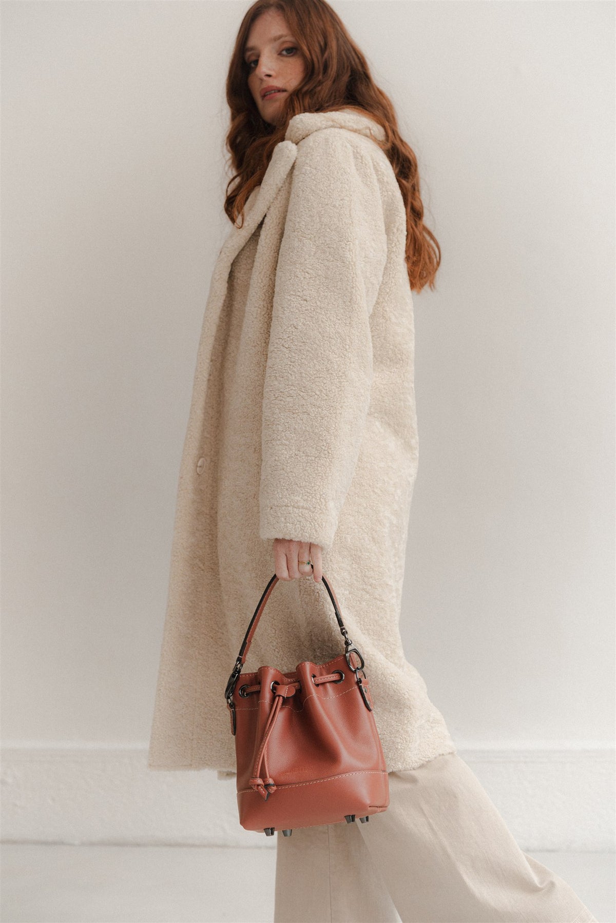 Sac seau cuir vieux rose grainé - Tommy - vieux rose grainé