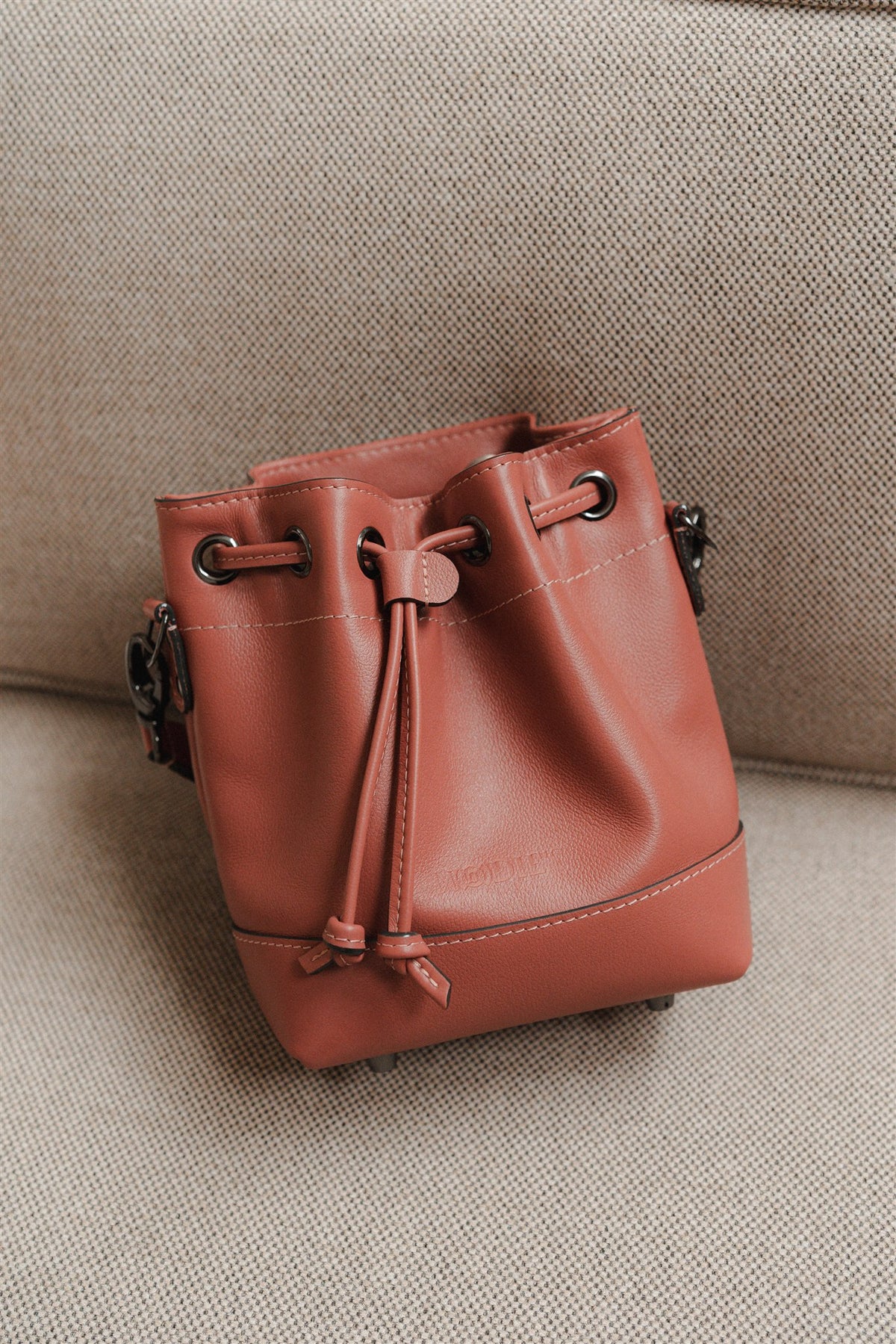 Sac seau cuir vieux rose grainé - Tommy - vieux rose grainé