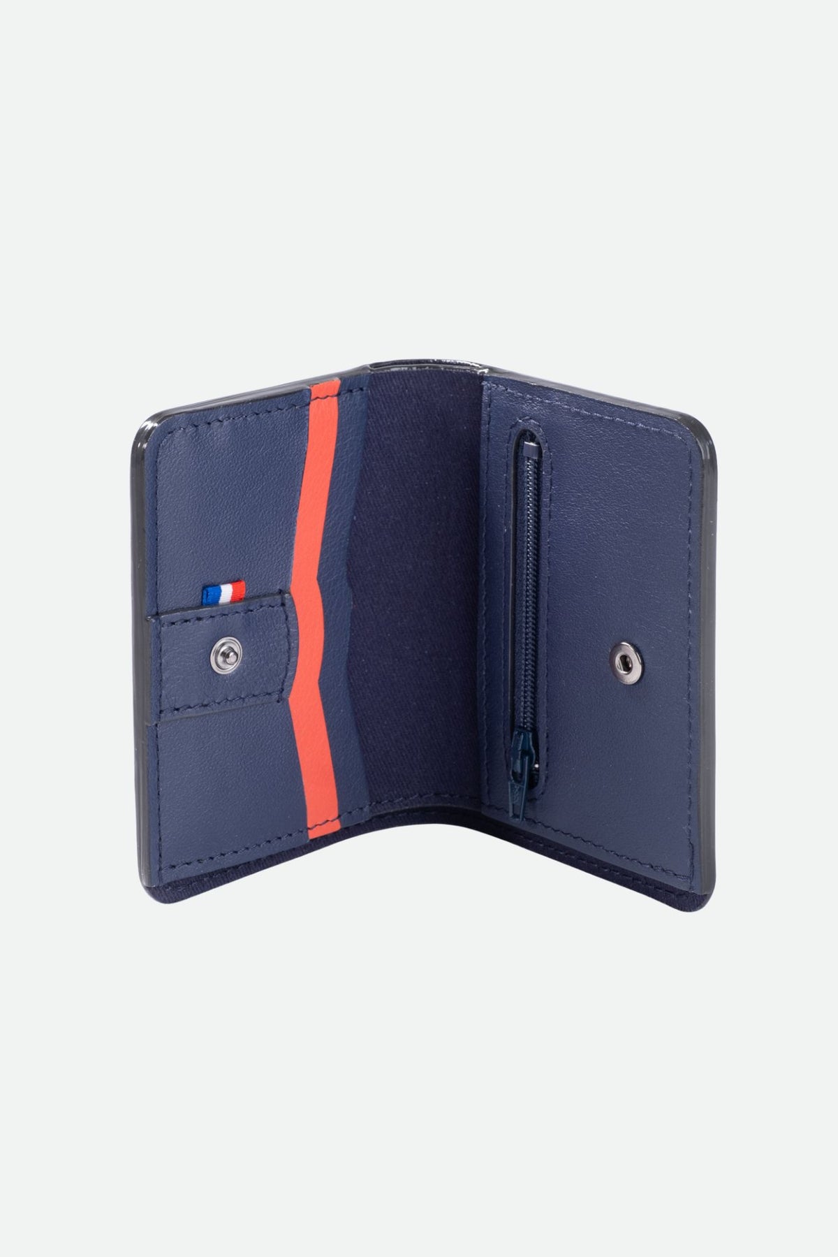 portefeuille cuir femme bleu orange