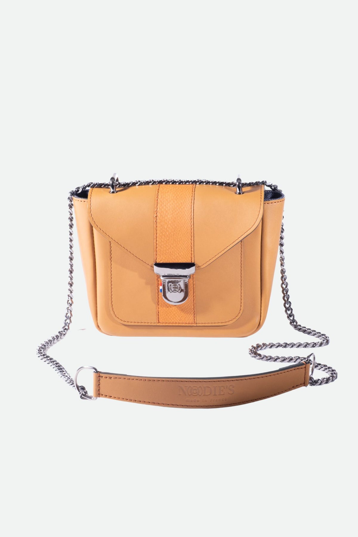 Mini sac bandoulière cuir femme marron lisse - Isaac - camel lisse
