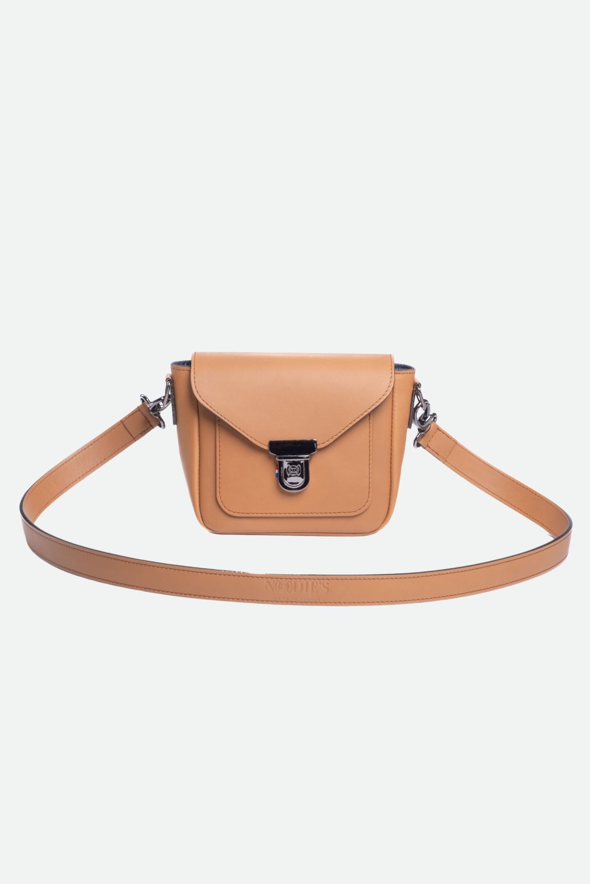 Mini sac bandoulière cuir marron lisse - Isée - camel lisse