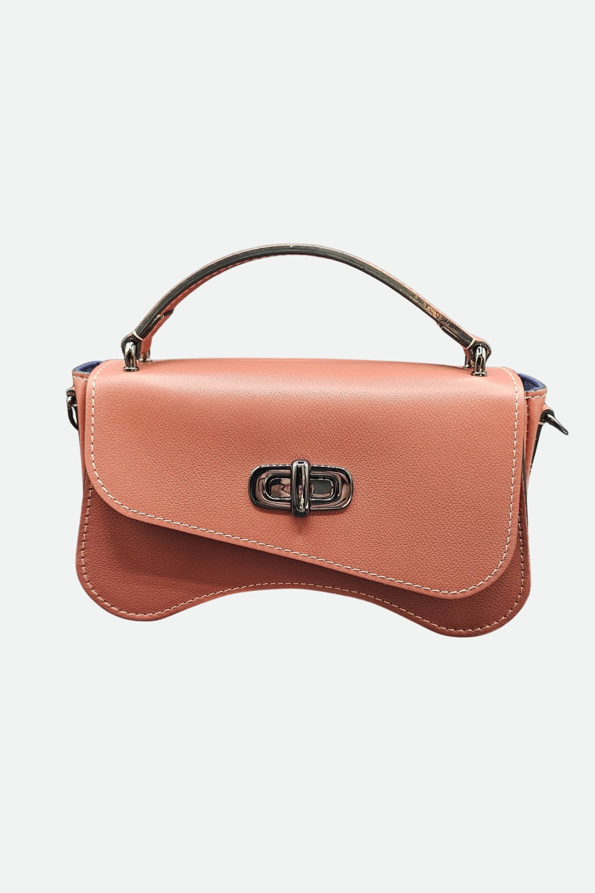 Sac forme baguette cuir vieux rose grainé - L'iconique de Nodie's - vieux rose grainé