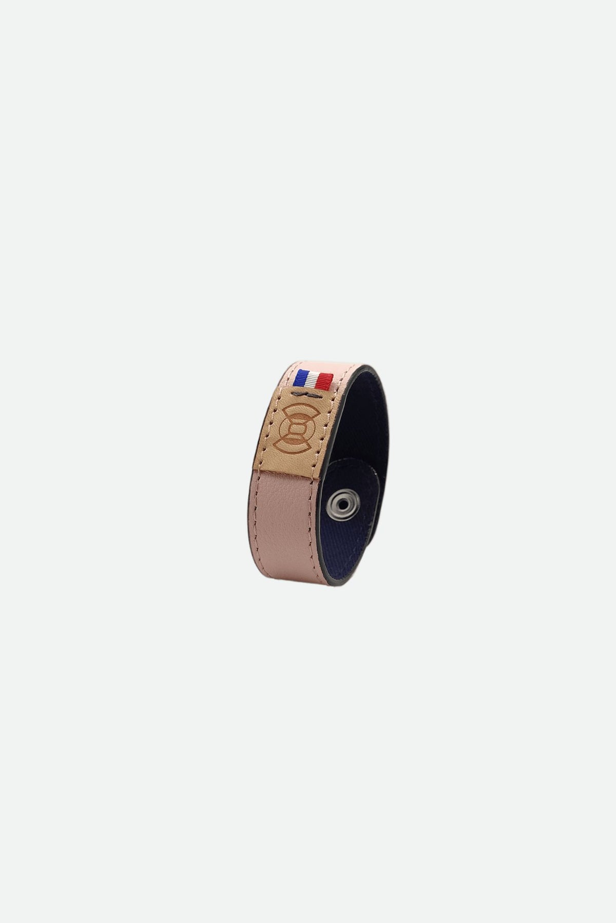 Bracelet cuir femme rose poudre grainé - Lily Sam - rose poudre grainé