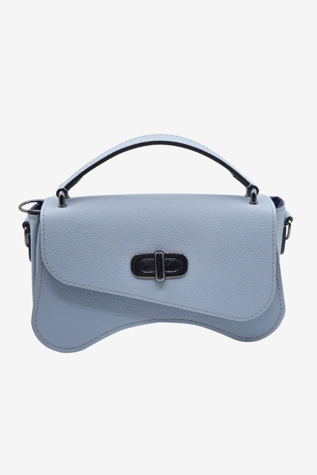 Sac forme baguette cuir bleu ciel grainé - L'iconique de Nodie's - bleu ciel grainé