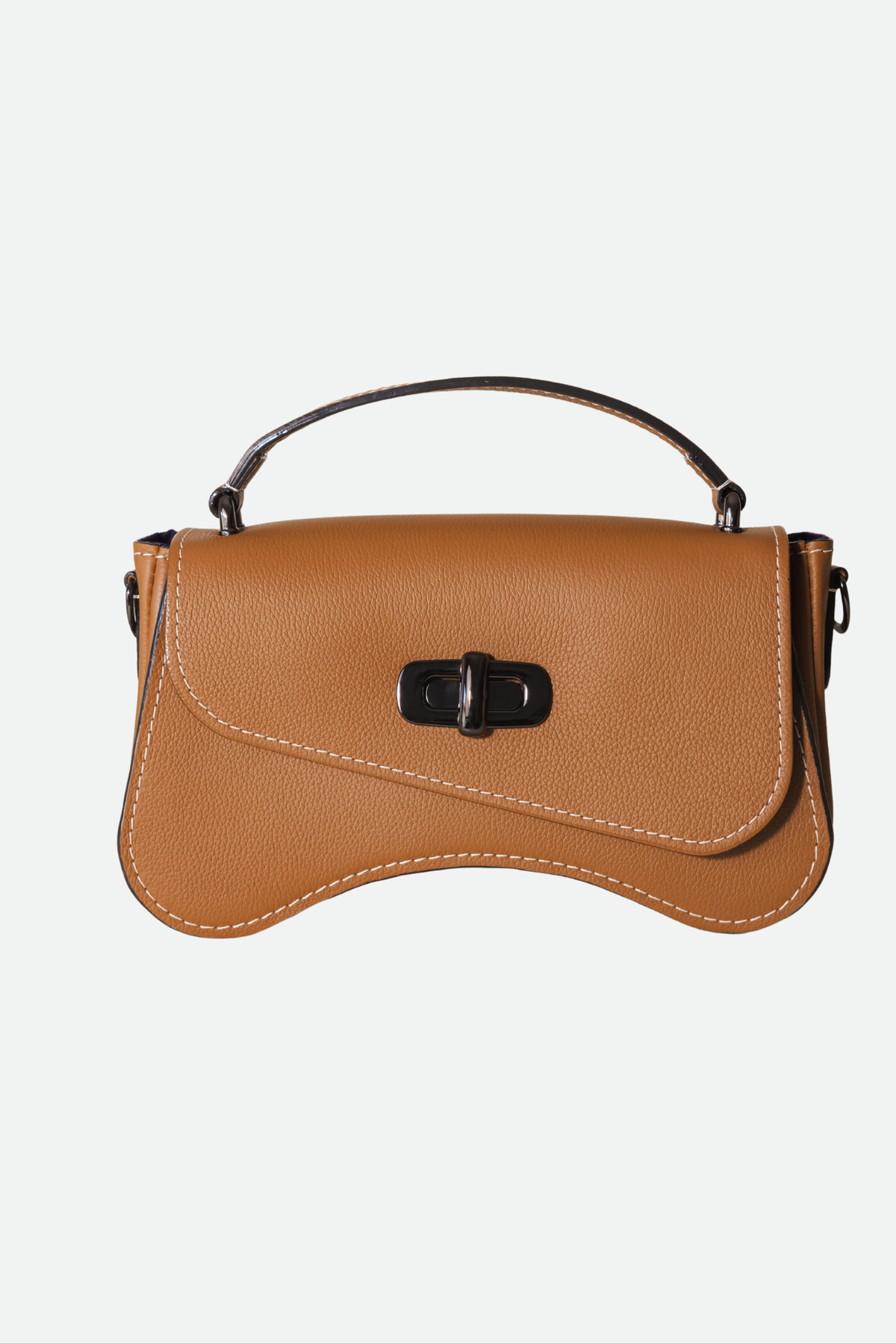 Sac forme baguette cuir marron grainé - L'iconique de Nodie's - camel grainé