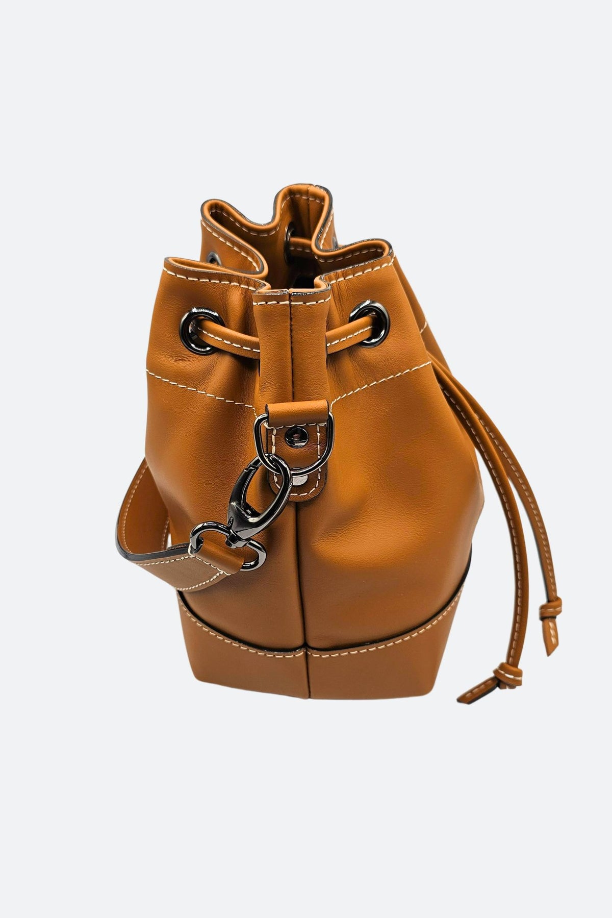 Sac seau cuir marron lisse - Tommy - camel lisse