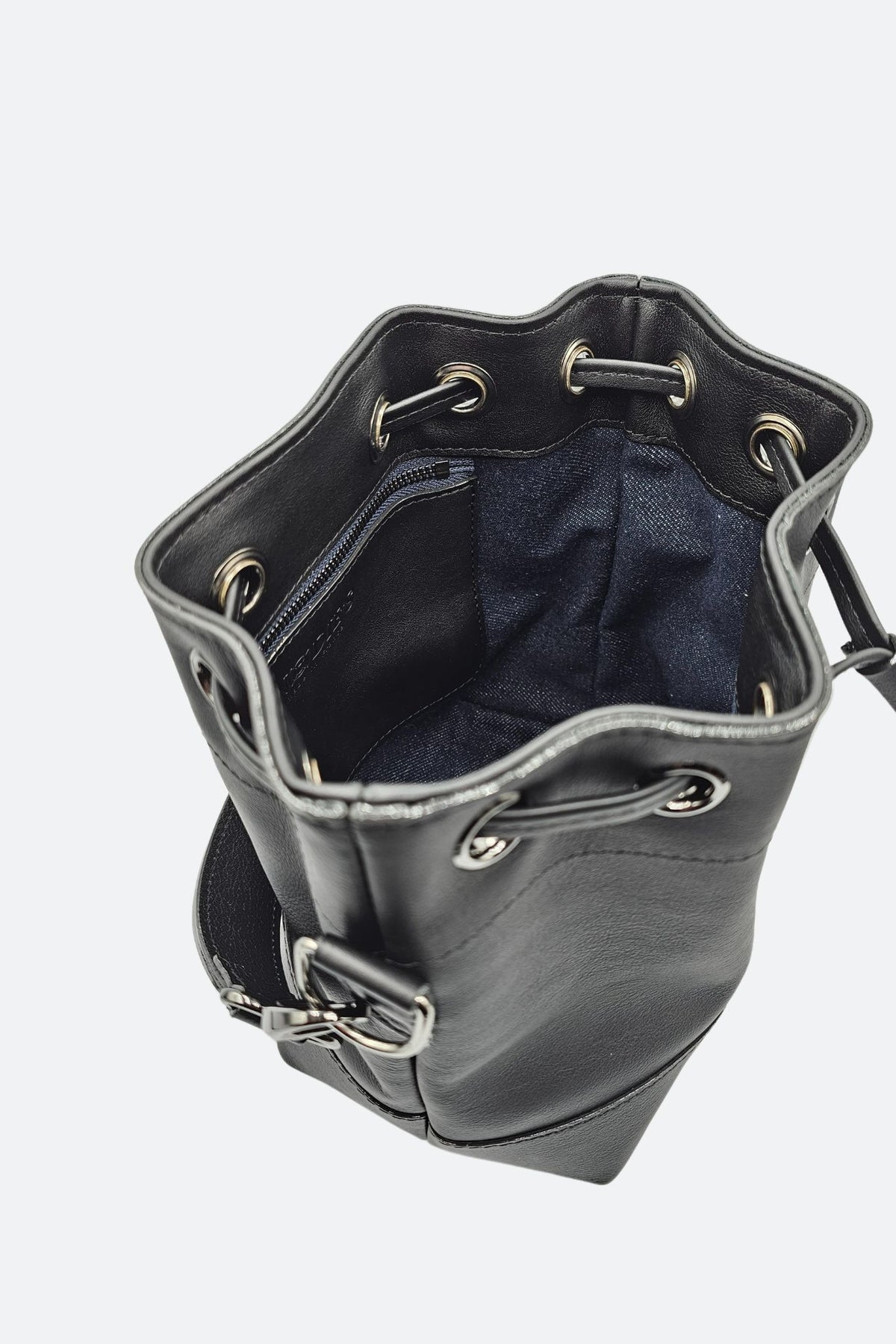Sac seau cuir noir lisse - Tommy - noir lisse