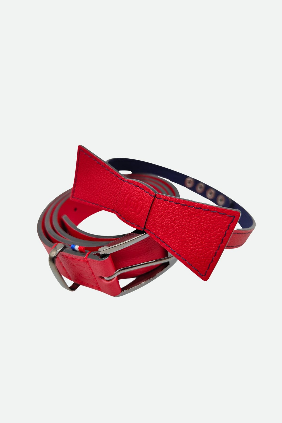 Noeud papillon cuir rouge grainé - Léo paul - rouge grainé
